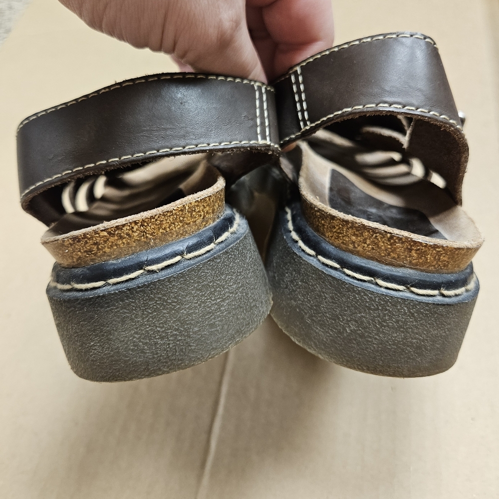 Sonoma Collins Genuine Leather Brown Fisherman Style Strap Sandals Y2K - Picture 3 of 9